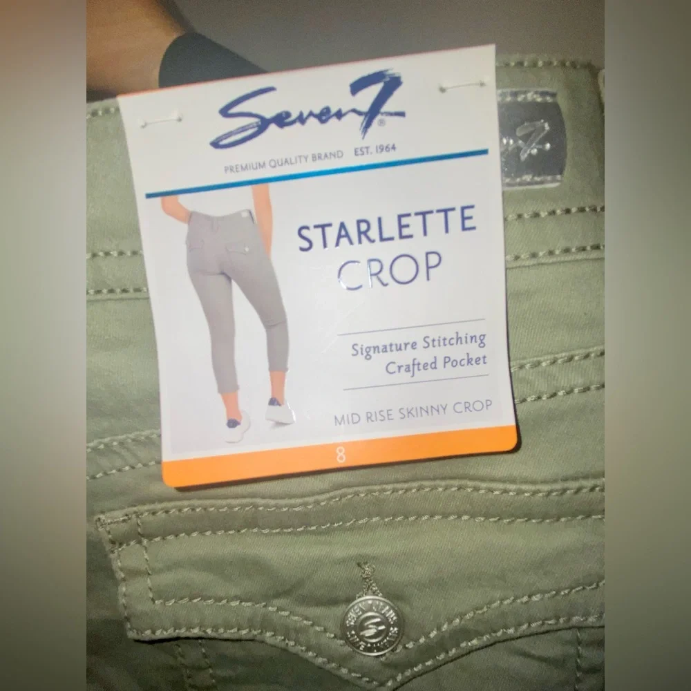 Seven7 Women's Starlette Cropped Jeans - Sage - Picture 5 of 6